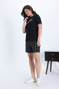 Zivame Harry Potter Knit Cotton Loungewear Set - Black Beauty — thumbnail 3